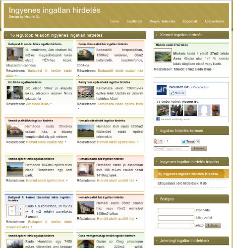ingyenes ingatlan hirdetsi weboldal