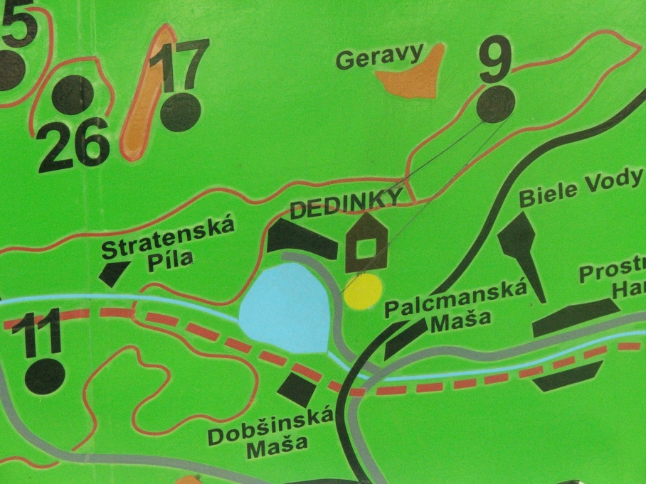 Dedinky térképe